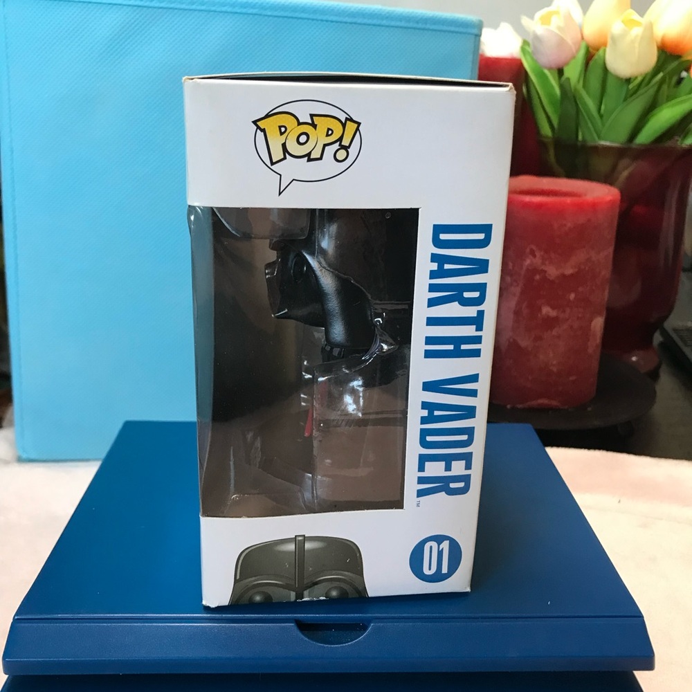 Funko Pop Star Wars Darth Vader #01 Vinyl Bobblehead Large Letter Font Blue Box - Picture 6 of 11